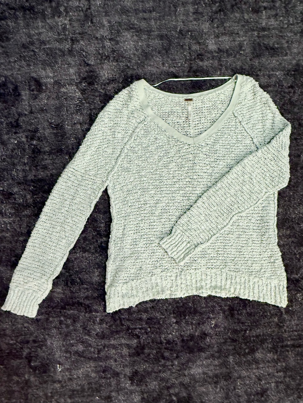 Free People Soft Mint V-Neck Knit Sweater